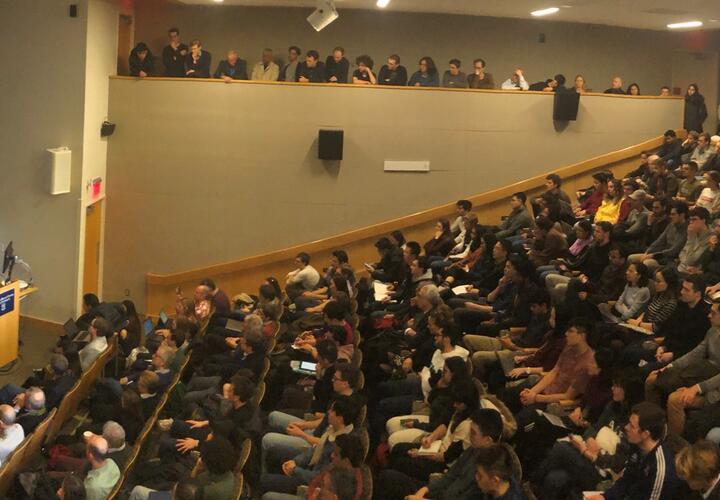 Goldberg delivers her lecture to a packed auditorium