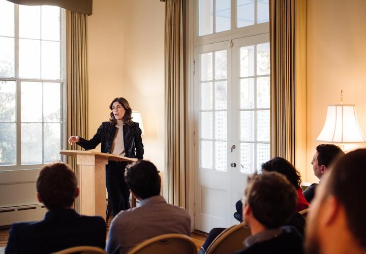 Penny Goldberg giving a lecture at the 2020 Kuznets mini conference