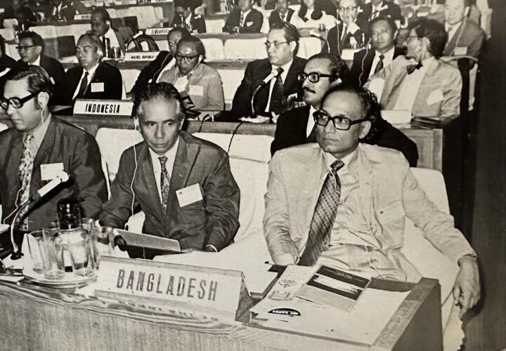 Nurul Islam on a panel in the 1970s