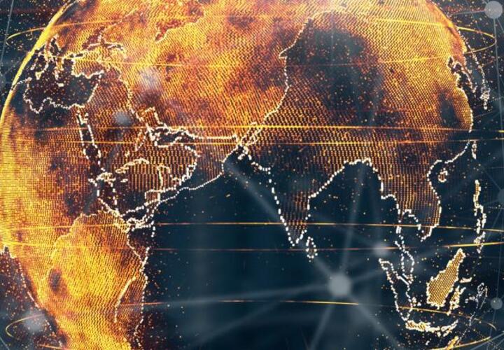 Cover image of VoxDev's piece "Pathways to development in a less integrated world" showing a portion of the globe